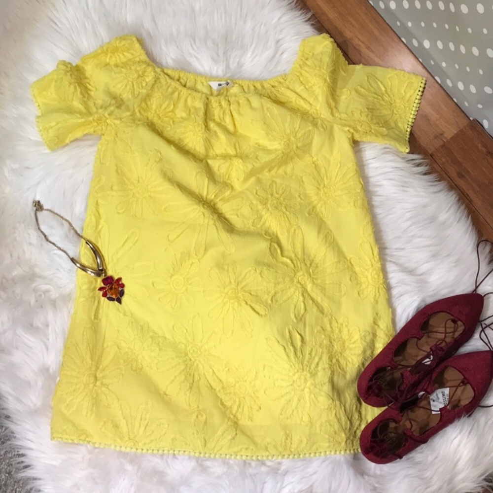 BB Dakota Off the Shoulder Yellow Cotton Dress